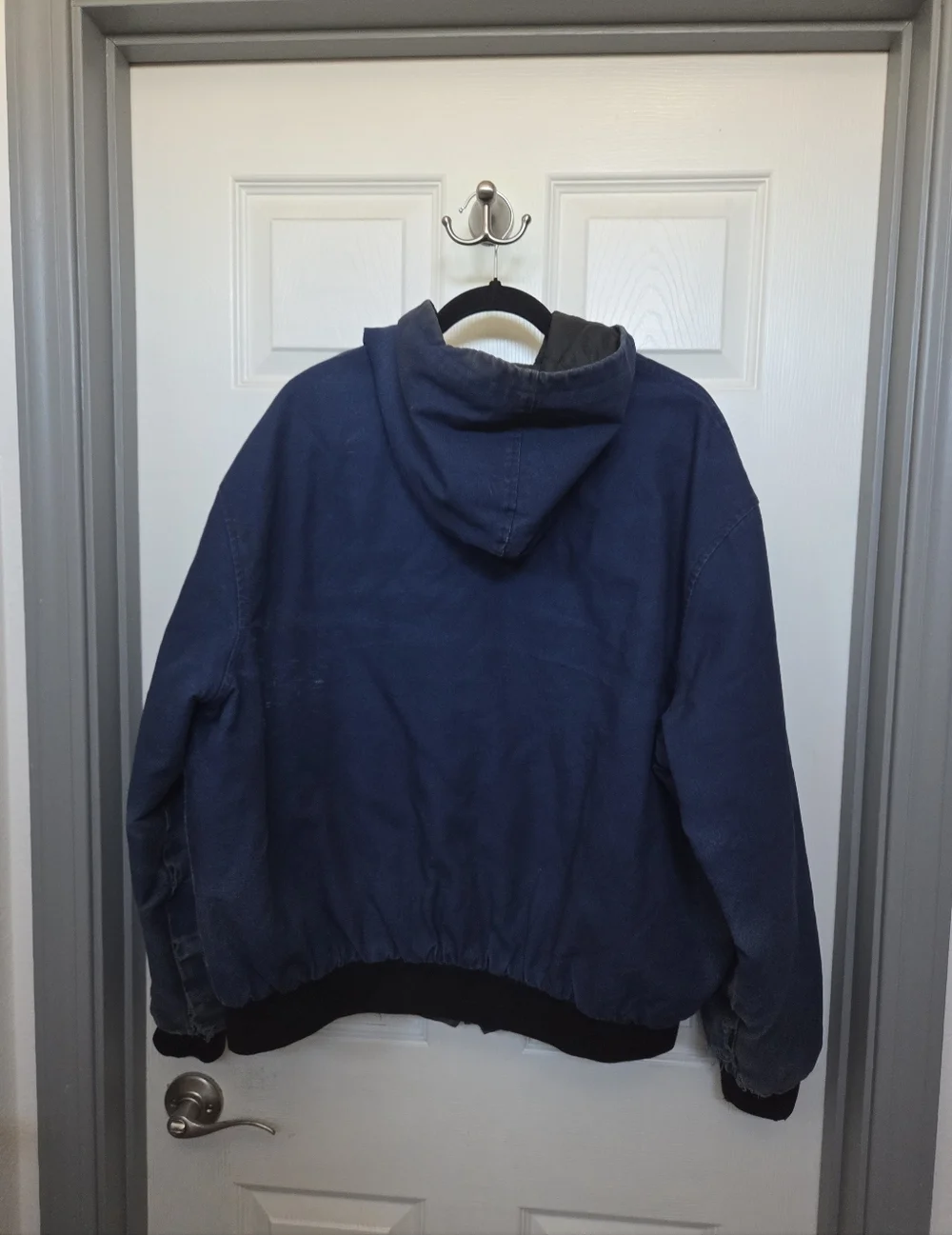 Ozark Mountain Apparel navy blue denim jacket with red embroidery Size XL Grunge